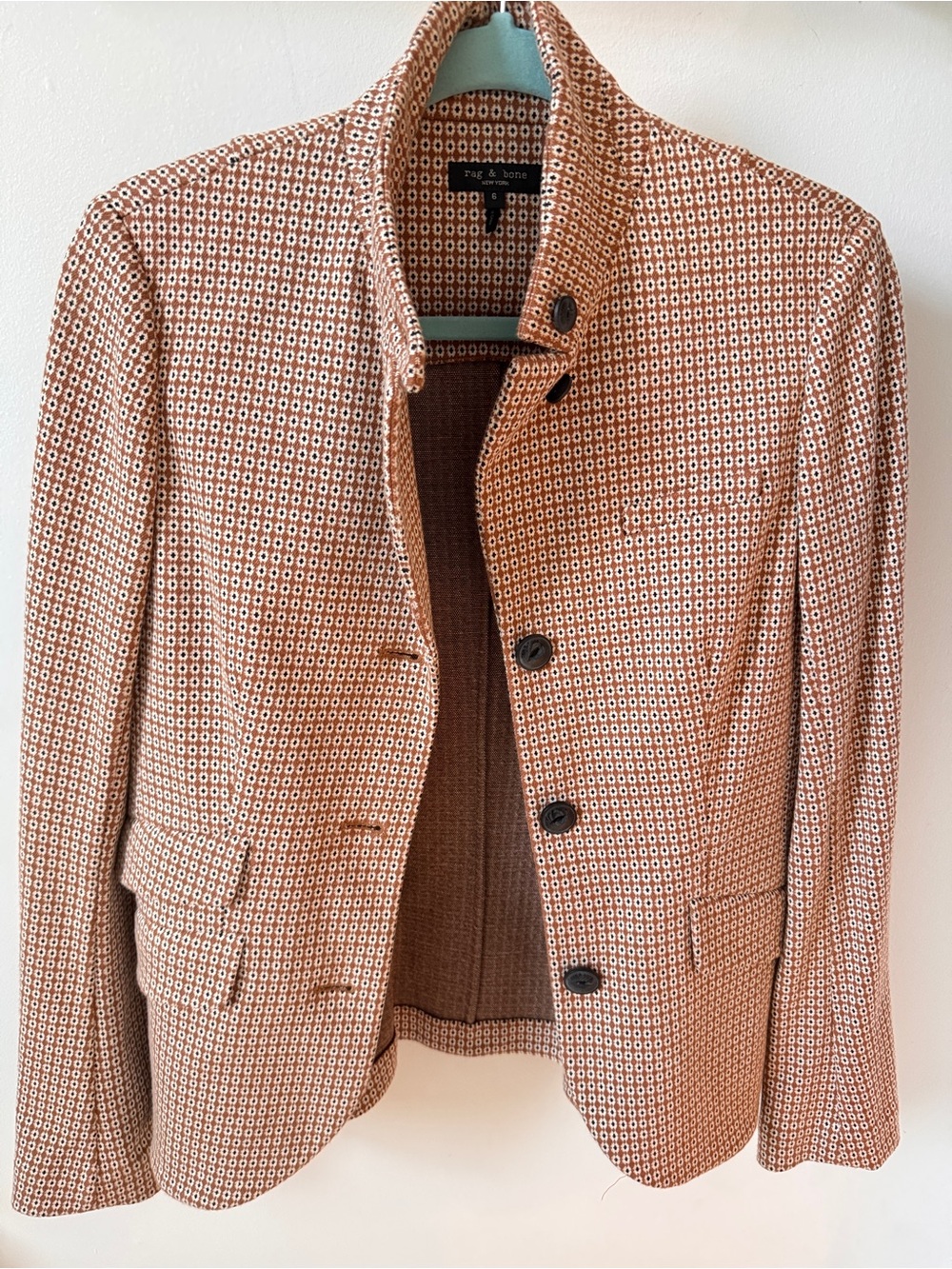 rag & bone Tan and White Textured Knit Blazer